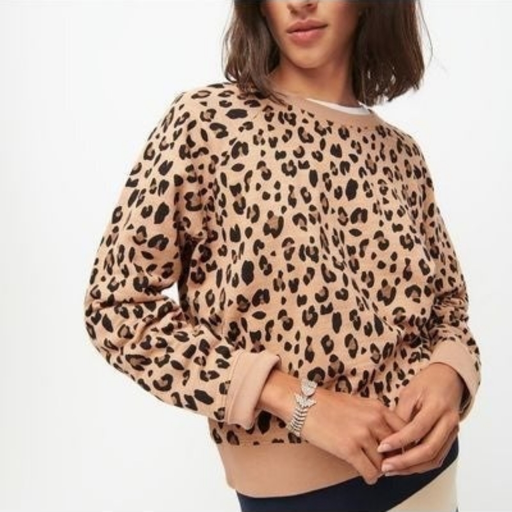 J. Crew Vintage Fleece Leopard Sweatshirt XS